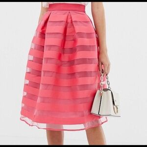 Asos closet London stipe mesh organza full midi skirt